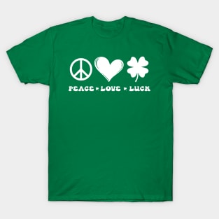 Peace Love Luck Clover Heart St Patrick's Day T-Shirt